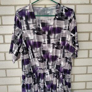 Handmade Mennonite Cape Dress 46" Bust XL 1X Purple Black Stretchy